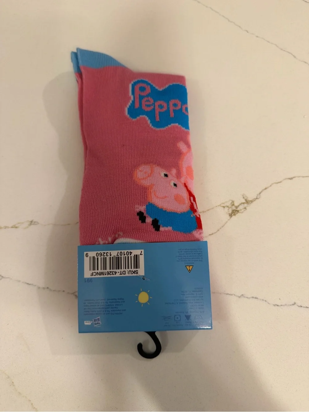 NWT Peppa Pig Men's Crew Socks Pink Blue Novelty Size 6-12